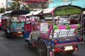 Bangkok Chinatown. Taxi Moto. Tricycle vehicle