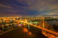 Bangkok City - Beautiful sunset view of Bhumibol Bridge,Thailand Royalty Free Stock Photo