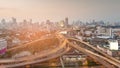 Bangkok city business downtown with overpass highway intersection Royalty Free Stock Photo