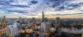 Bangkok city and Chao Phraya river panorama view Royalty Free Stock Photo