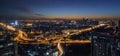 Bangkok City with Curved Express Way and Skyscraper. Top View of City Elevated Highway