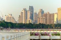 Bangkok city downtown at dusk. Royalty Free Stock Photo