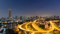 Bangkok city downtown and highway curved Royalty Free Stock Photo