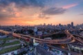 Bangkok city downtown with main highway interchange Royalty Free Stock Photo