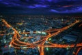 Bangkok city night view with main traffic Royalty Free Stock Photo