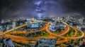 Bangkok city night view with main traffic Royalty Free Stock Photo