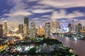 Bangkok City skyline aerial view at night time and skyscrapers of midtown, Bangkok, Thailand Royalty Free Stock Photo