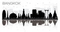 Bangkok City skyline black and white silhouette with reflections