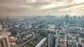 Bangkok city skyline time lapse at street highway, Krung Thep Thailand