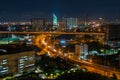 Bangkok City skyline with urban skyscrapers in night time Royalty Free Stock Photo