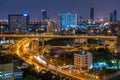 Bangkok City skyline with urban skyscrapers in night time Royalty Free Stock Photo