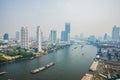 Bangkok city skyline view with Chaophraya river