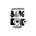 Bangkok city text. Scandinavian typography style. Modern lettering black color on white background.