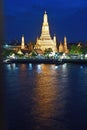 Wat Arun Temple on a river at night,Bangkok,Thailand Royalty Free Stock Photo