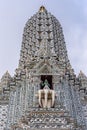 Closeup of Indra statue of Main Spire of Temple of Dawn, Bangkok Thailand