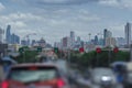 Bangkok city view with traffic blur for copyspace.