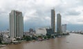 Bangkok Cityscape Business Administrative center with river view during sunset. Royalty Free Stock Photo