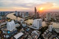 Bangkok Cityscape, Business district with high building at dusk Royalty Free Stock Photo