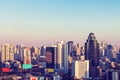 Bangkok Cityscape, Business district with high building at dusk Royalty Free Stock Photo