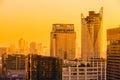 Bangkok Cityscape, Business district with high building at dusk Royalty Free Stock Photo