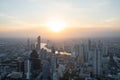 Bangkok cityscape and Chao Phraya river on sunset