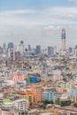 Bangkok cityscape and crowd colorful low-rise building, central