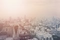 Bangkok cityscape high view. Sunrise and cozy panorama. Many buildings and cloudy Thailand sky. Royalty Free Stock Photo