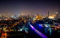 Bangkok cityscape, Bangkok night view in the business location. Thailand night. Panorama of Chao Praya River in Bangkok, Thailand Royalty Free Stock Photo