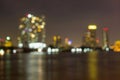 bangkok cityscape river view at twilight time, Blurred Photo bokeh Royalty Free Stock Photo