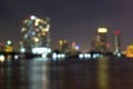 bangkok cityscape river view at twilight time, Blurred Photo bokeh Royalty Free Stock Photo