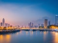 Bangkok Cityscape River View At Twilight Time