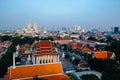 Bangkok cityscape with sky and horizontal line background from golden mountain Bangkok, Thailand