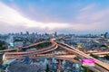 Bangkok cityscape. Traffic on the freeway in the business district.