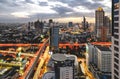 Bangkok Cityscape at twilight with main traffic Royalty Free Stock Photo