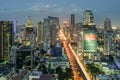 Bangkok Cityscape at twilight with main traffic Royalty Free Stock Photo