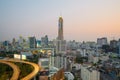 Bangkok Cityscape at twilight with main traffic Royalty Free Stock Photo