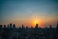 Bangkok Cityscape view with beautiful Sunset and silhouette of the building. Royalty Free Stock Photo