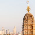 Bangkok cityscape at dusk view from Wat Arun temple, tourist attraction in Bangkok, Thailand Royalty Free Stock Photo