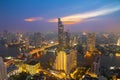 Bangkok dark twilight Cityscape Thailand Chao Phraya River evening sunset Royalty Free Stock Photo