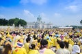 BANGKOK - DECEMBER 5: Thai people sit outside to celebrate for the 85th birthday of HM King Bhumibol Adulyadej on December 5, 2012 Royalty Free Stock Photo