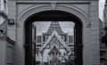 Bangkok Grand Palace `Dusit Maha Prasat` throne hall seen through gate Royalty Free Stock Photo