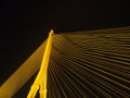 BANGKOK - High Resolution of Rama VIII Bridge Cable : Night scene of the Steel bridge pylon during the night in Bangkok, Thailand