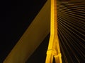 BANGKOK - High Resolution of Rama VIII Bridge Cable : Night scene of the Steel bridge pylon during the night in Bangkok, Thailand