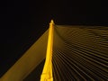 BANGKOK - High Resolution of Rama VIII Bridge Cable : Night scene of the Steel bridge pylon during the night in Bangkok, Thailand