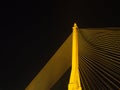 BANGKOK - High Resolution of Rama VIII Bridge Cable : Night scene of the Steel bridge pylon during the night in Bangkok, Thailand