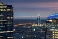 Bangkok Highway at Dusk with the business district Royalty Free Stock Photo