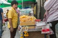 Bangkok - June 20, 2015: An unidentified merchant sells durian, a kind of Thai fruit.