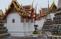 Bangkok landscape. Thailand. Typical view of ancient Thai architecture. View of The Grand Royal Palace complex Royalty Free Stock Photo