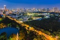 Bangkok with Lumpini park at twilight Royalty Free Stock Photo