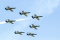 BANGKOK - MARCH 23:Breitling Jet Team Under The Royal Sky Breitling Team and Rayal Thai Air Force Air Show at Donmueang Bangkok Royalty Free Stock Photo